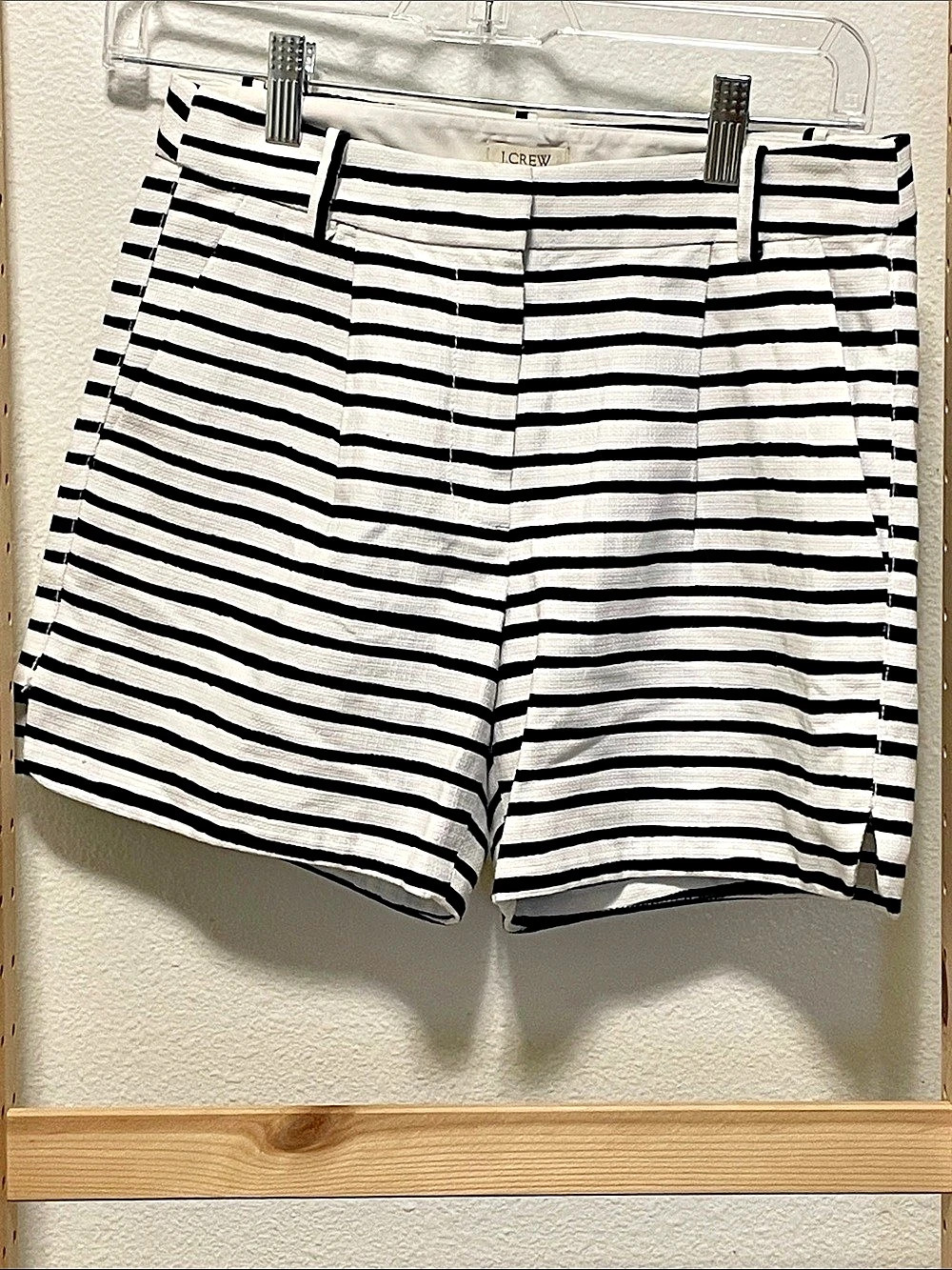 J.Crew Striped Cotton Bermuda Shorts in White & Black Size 00